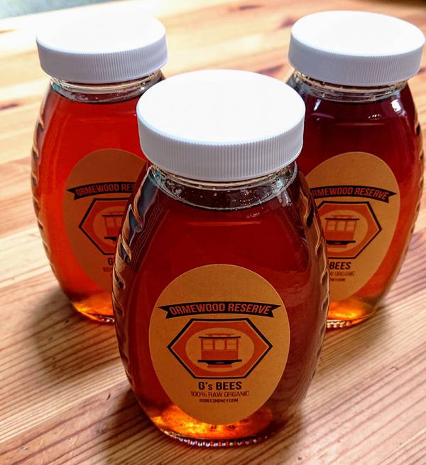 Bottles of Ormewood Reserve honey